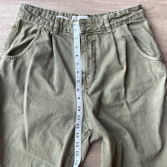 Mango Regina Slouch Jeans Khaki Green Size 8 - Picture 4 of 10